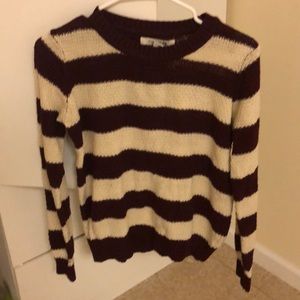Burgundy and Cream striped sweater